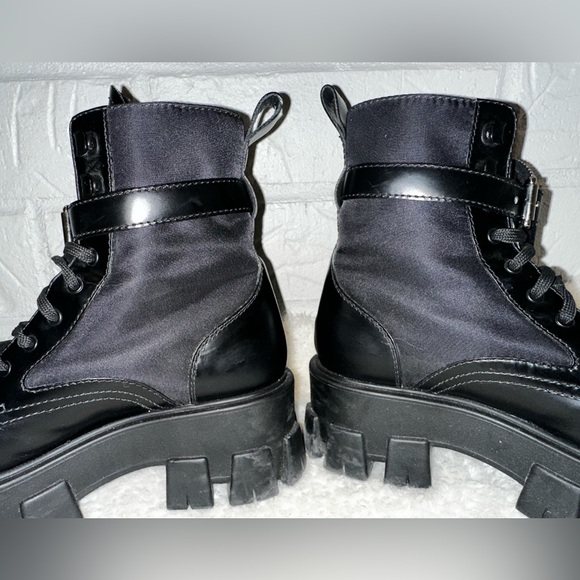 Prada Monolith Leather and Re- Nylon Combat Boots Size 37 - Picture 7 of 16